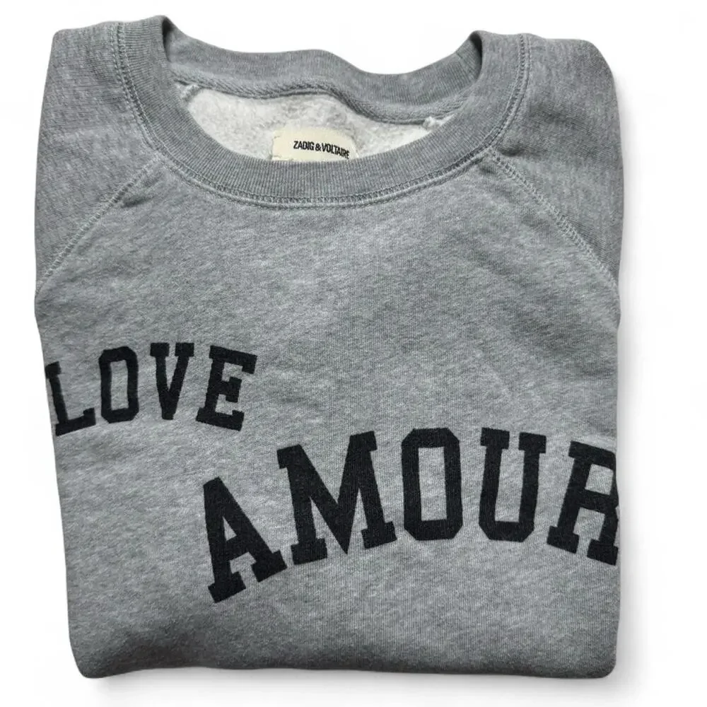 Zadig & Voltaire Love Amour Gray Sweatshirt - Small - 100% Cotton - Picture 4 of 9